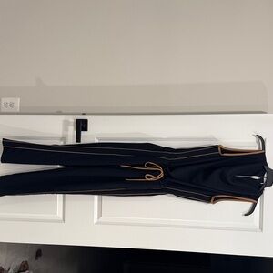 Reiss Black Jumpsuit with Tan Trim